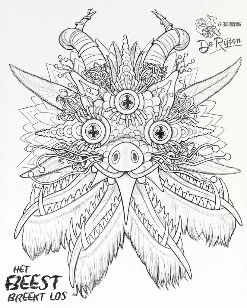 Brabantsedag 2025 Rijten FeestBeest hoofd 01 Brabantsedag 2025 - De Rijten: FeestBeest character design
